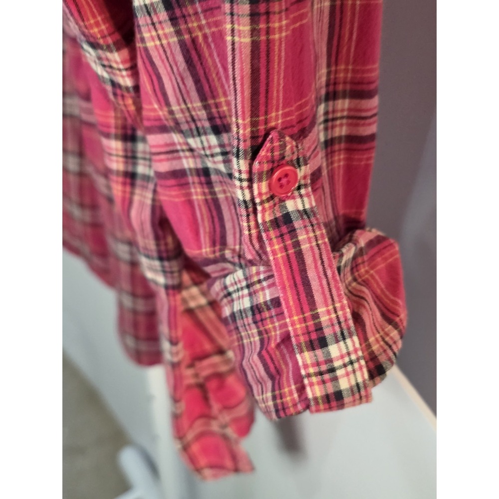 Women's Lane Bryant Pink Plaid Long Sleeve Pullover Blouse Size 18/20 - Picture 3 of 5